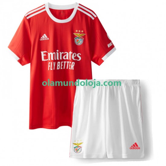 Camisola Benfica Criança Equipamento Primeiro 2022-2023 Manga Curta